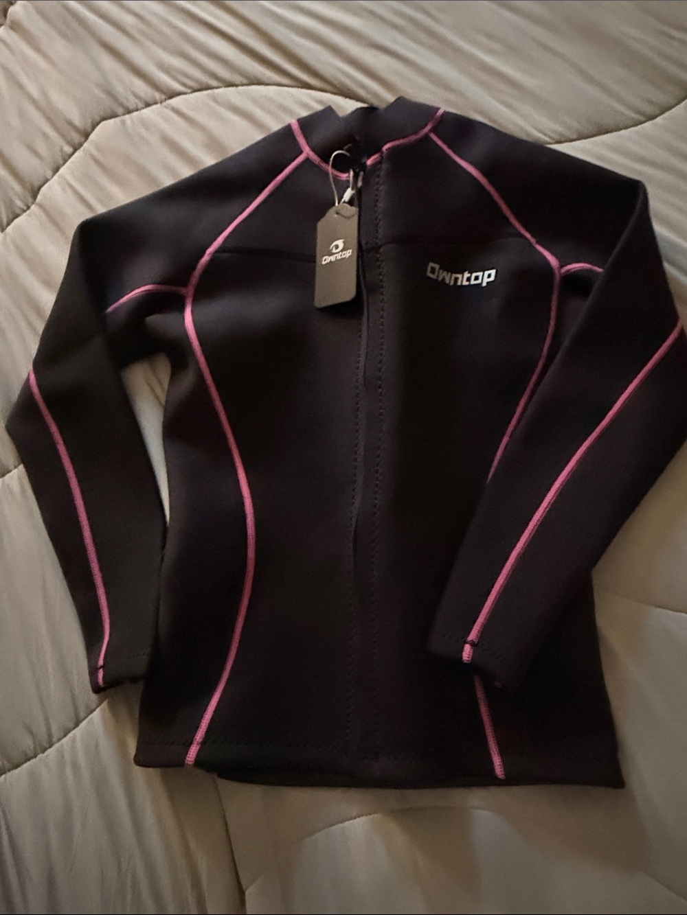 Women's Black Ski Jacket with Pink Contrast Stitching